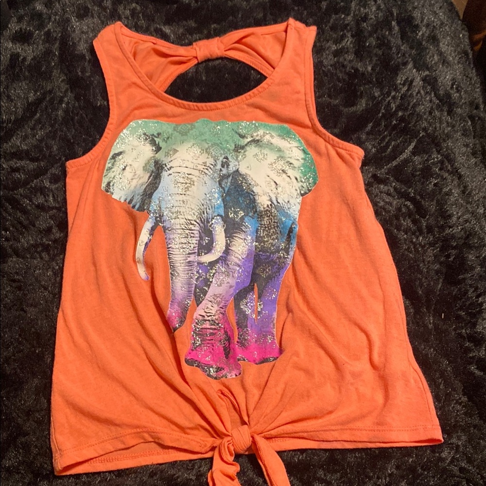 Red Camel Orange and Green Elephant Graphic Tank Top